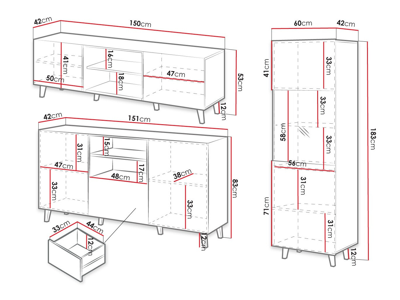 Woonkamerset Remeta 111 (Zwart + Wotan eik)