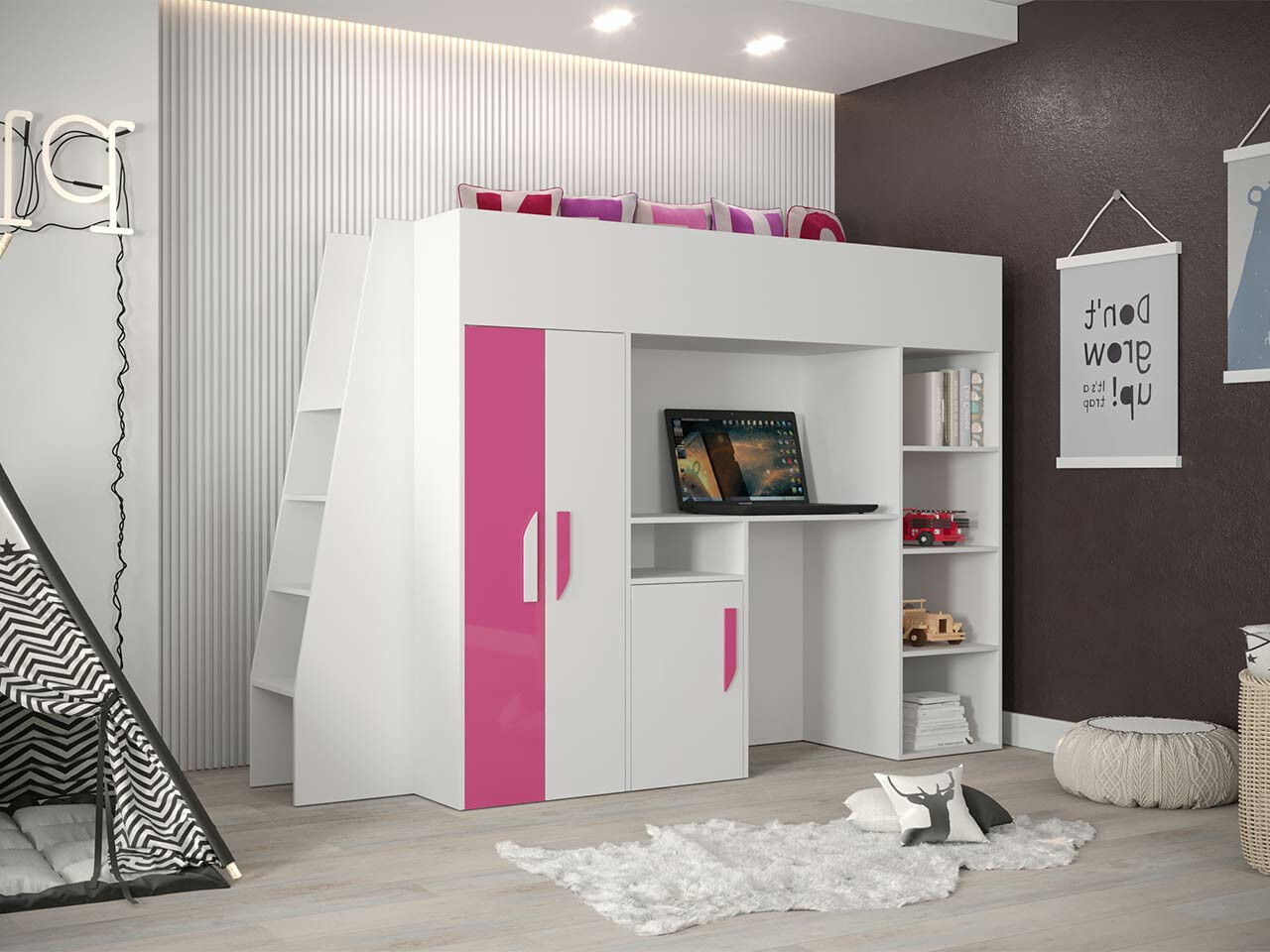 Hoogslapers Hartford 355 (Wit + Glanzend roze + Glanzend wit)