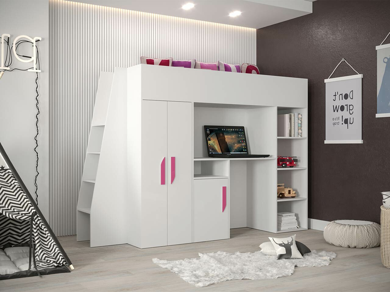 Hoogslapers Hartford 355 (Wit + Glanzend wit + Roze)