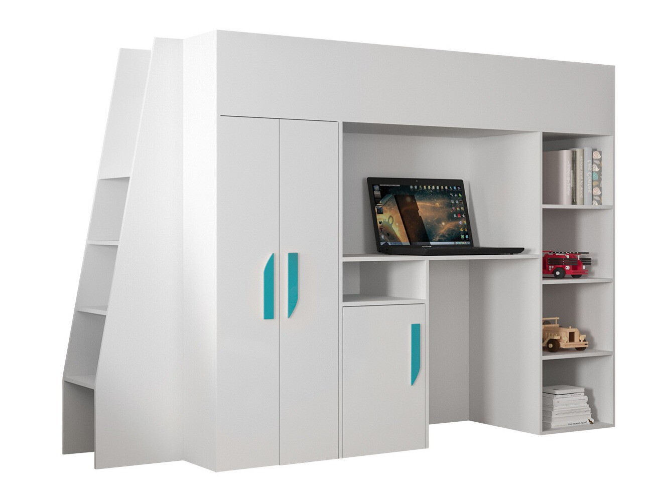 Hoogslapers Hartford 355 (Wit + Glanzend wit + Turquoise)