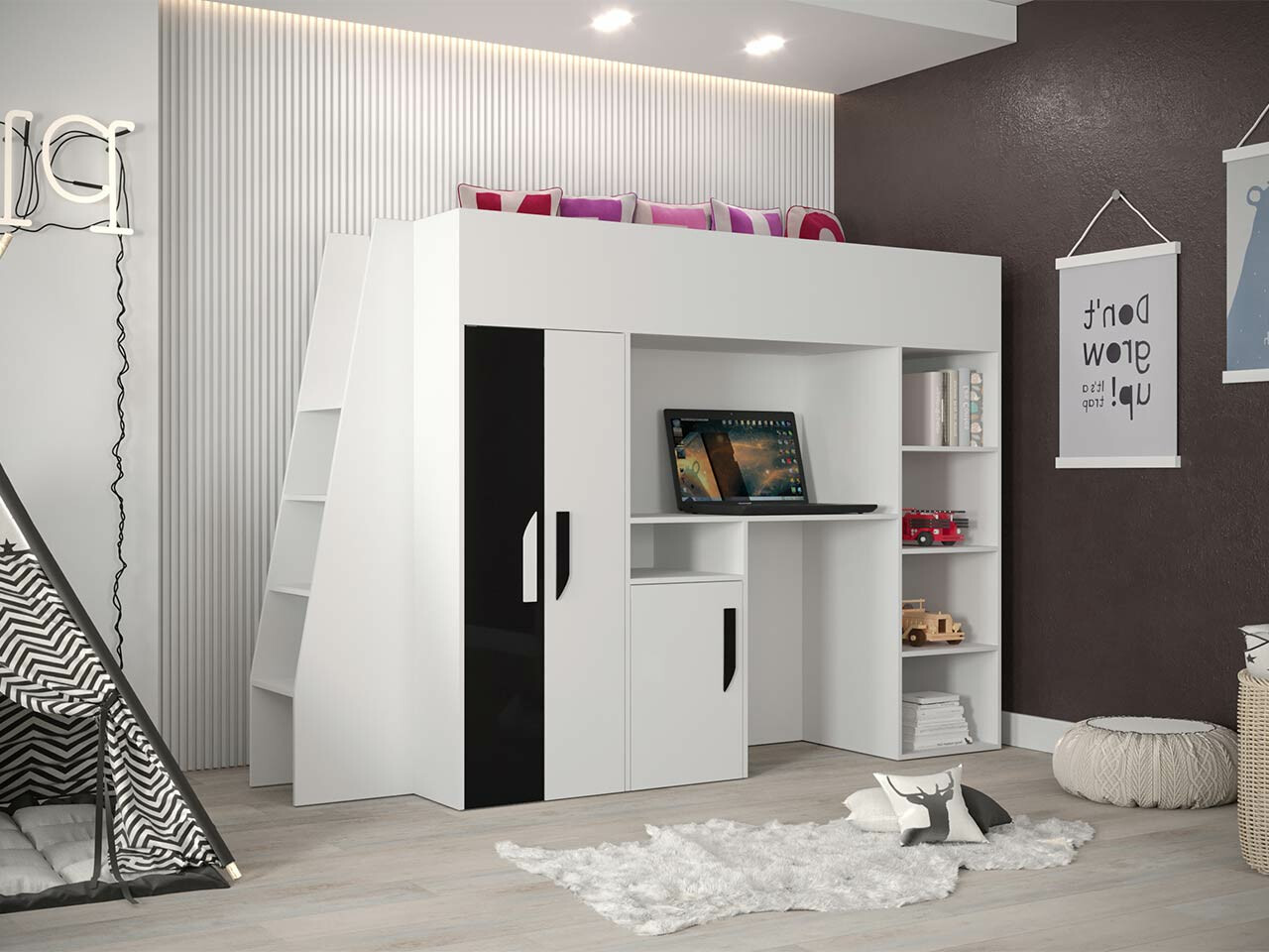 Hoogslapers Hartford 355 (Wit + Glanzend zwart + Glanzend wit)