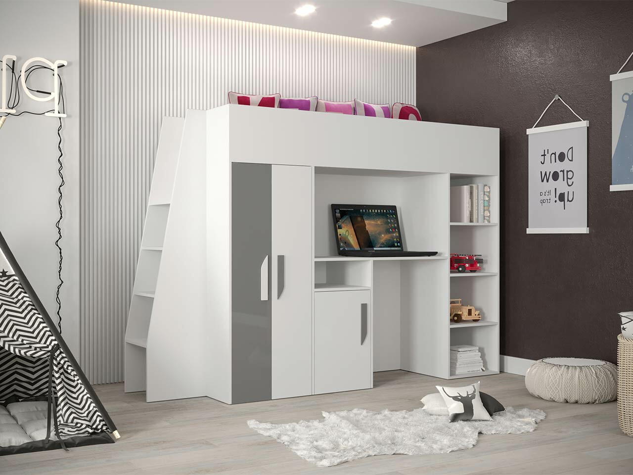 Hoogslapers Hartford 355 (Wit + Grijs met glans + Glanzend wit)