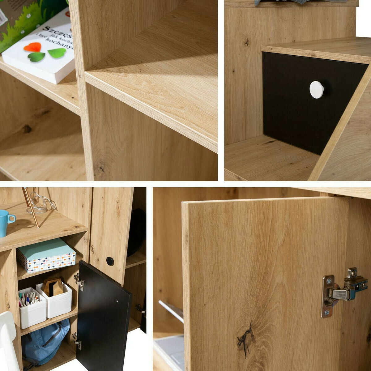 Hoog bed Hartford 362 (Artisan eiken + Wit)