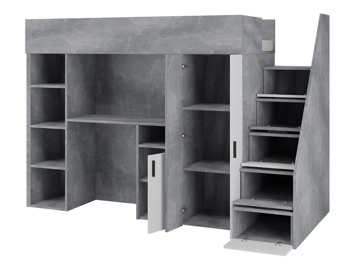 Hoog bed Hartford 365 (Beton + Wotan eik)