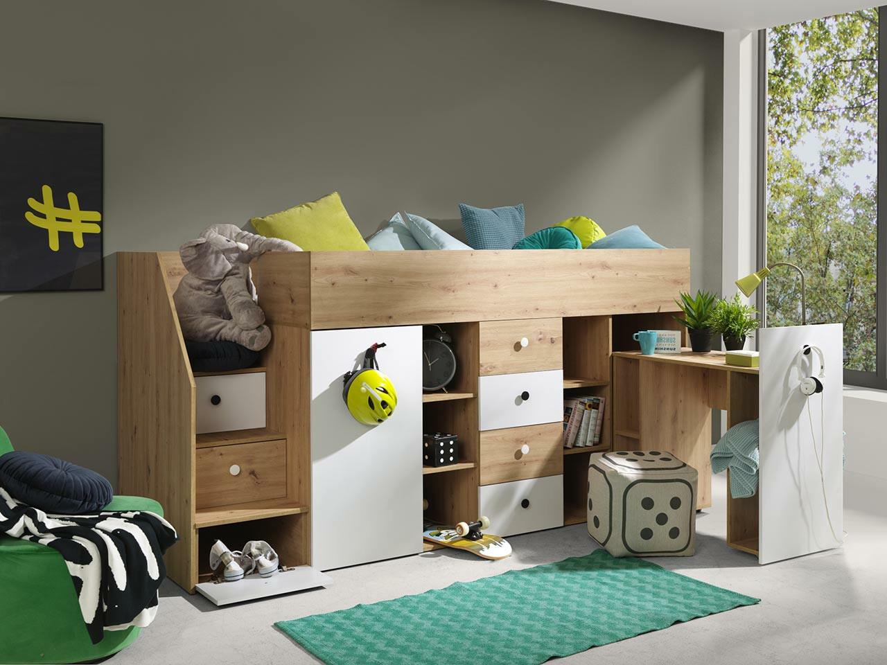 Hoogslapers Hartford 361 (Artisan eiken + Wit)