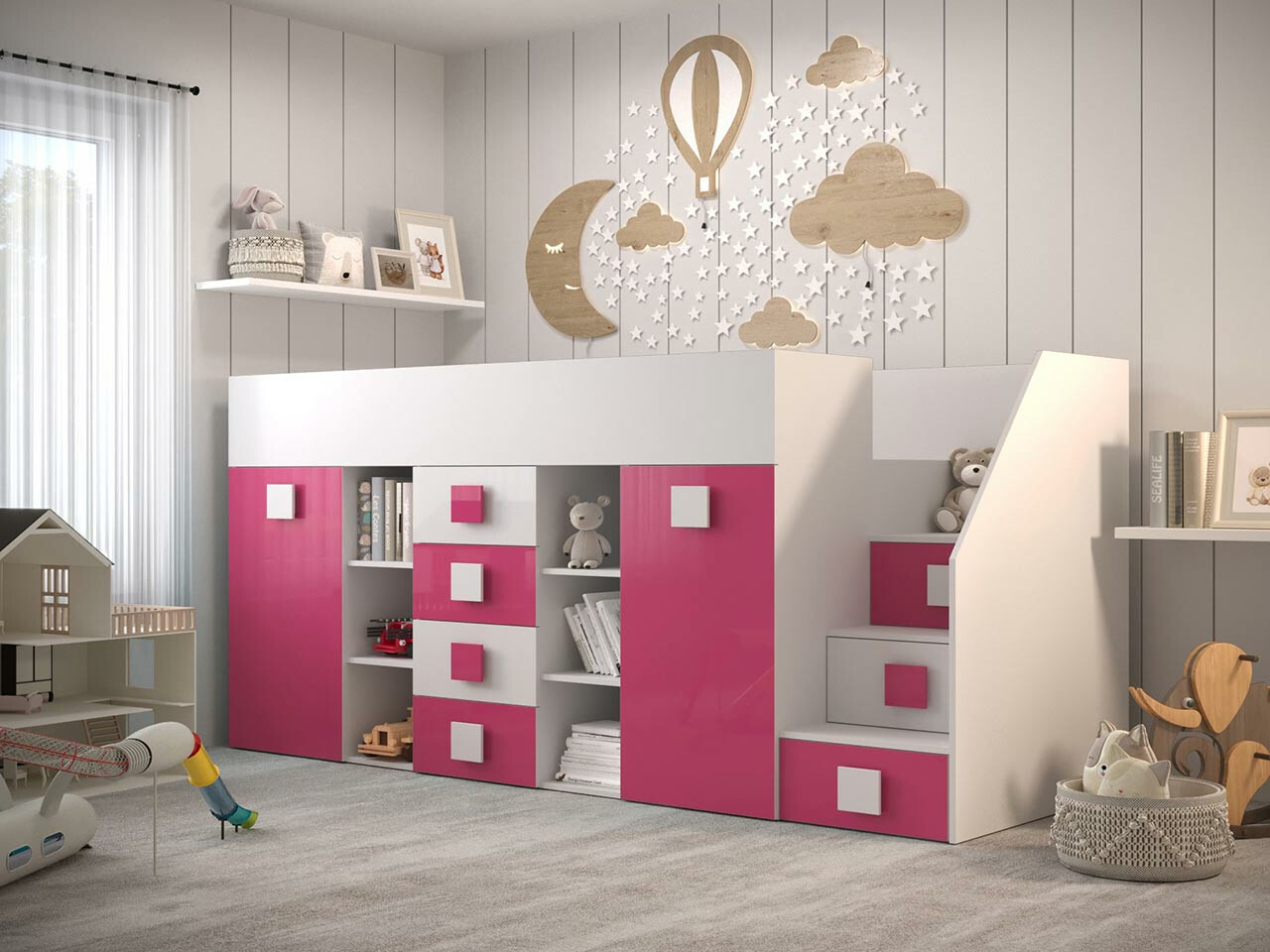 Hoogslapers Hartford 366 (Wit + Glanzend roze + Glanzend wit)