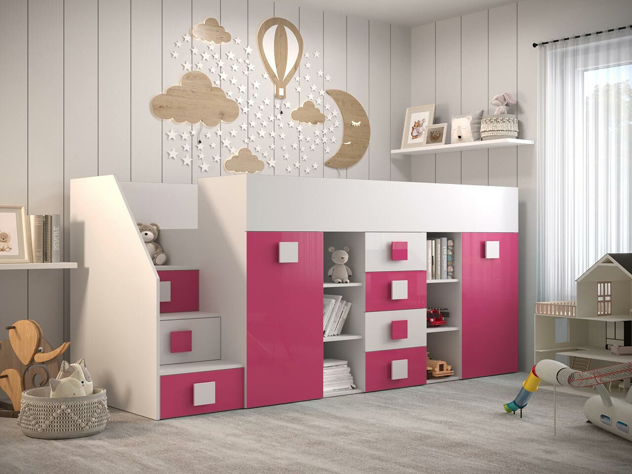 Hoogslapers Hartford 366 (Wit + Glanzend roze + Glanzend wit)