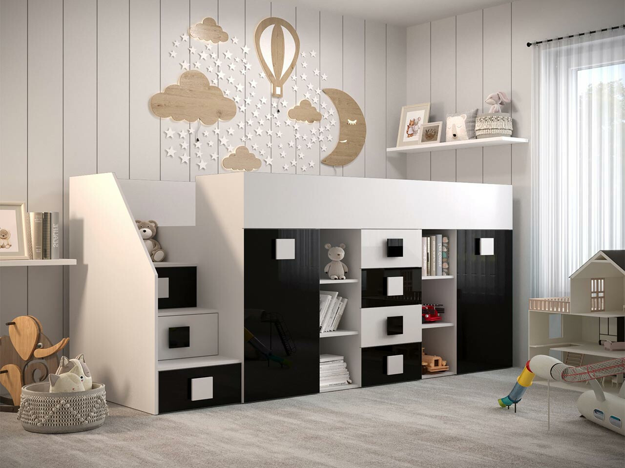 Hoogslapers Hartford 366 (Wit + Glanzend zwart + Glanzend wit)