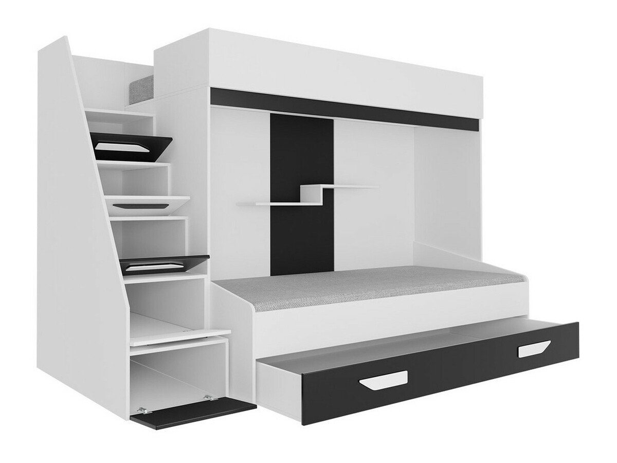 Stapelbed Hartford 356 (Wit + Glanzend wit + Zwart)