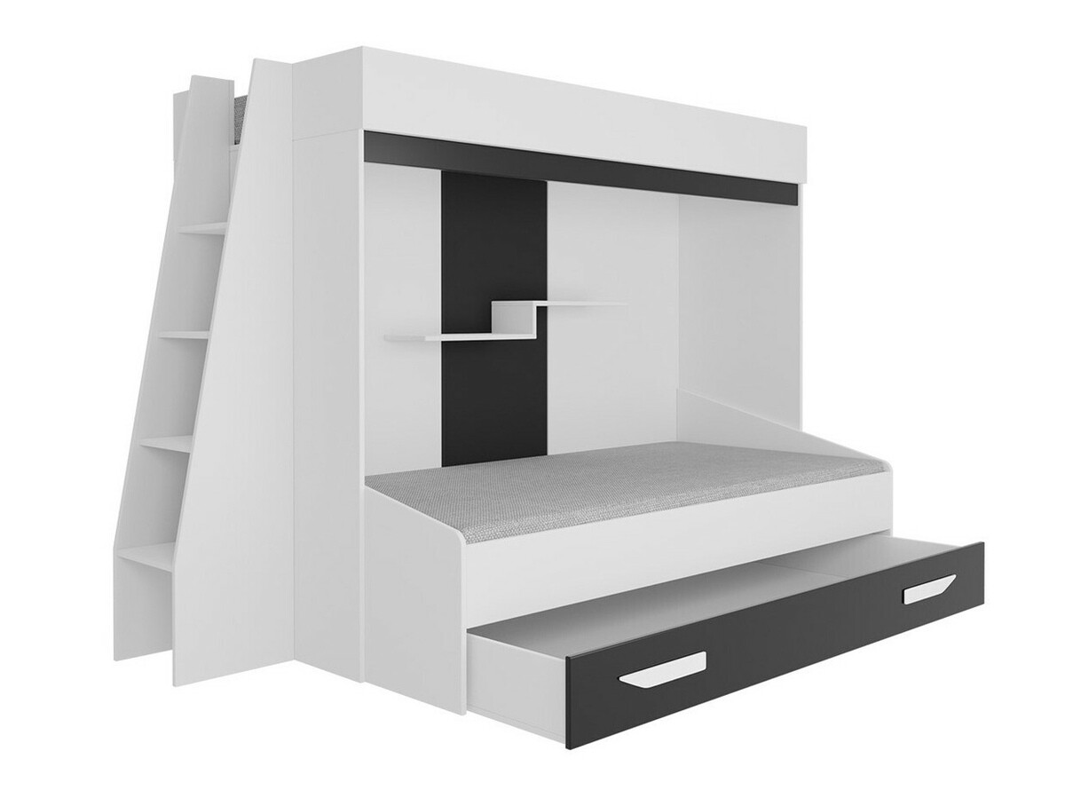 Stapelbed Hartford 357 (Wit + Glanzend wit + Grijs)