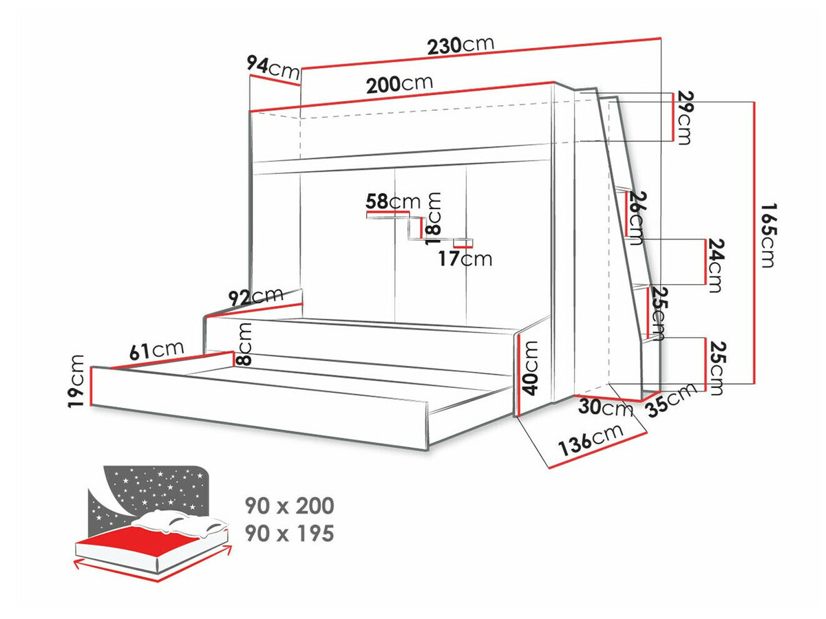 Stapelbed Hartford 357 (Wit + Glanzend wit)