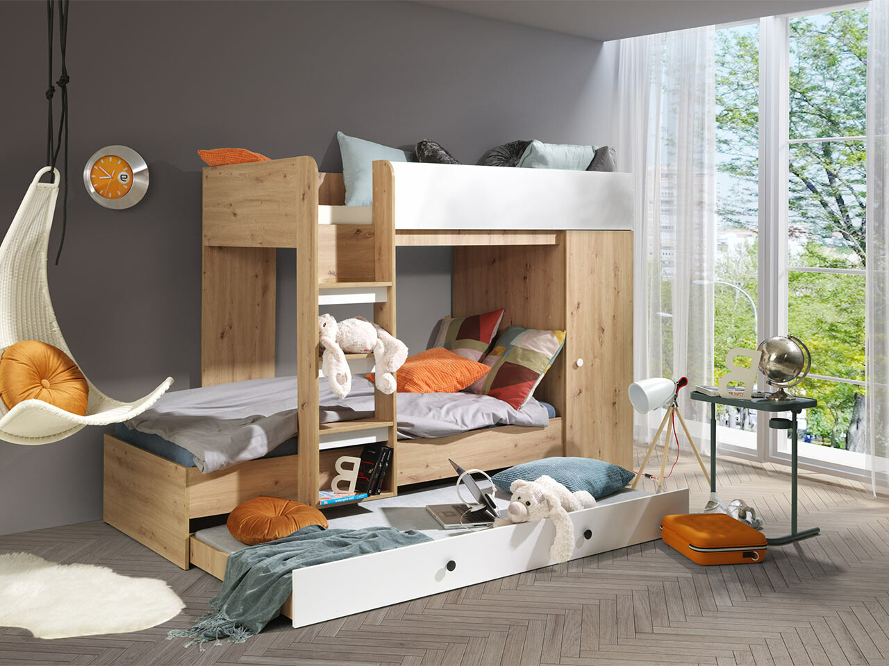 Stapelbed Hartford 360 (Artisan eiken + Wit)