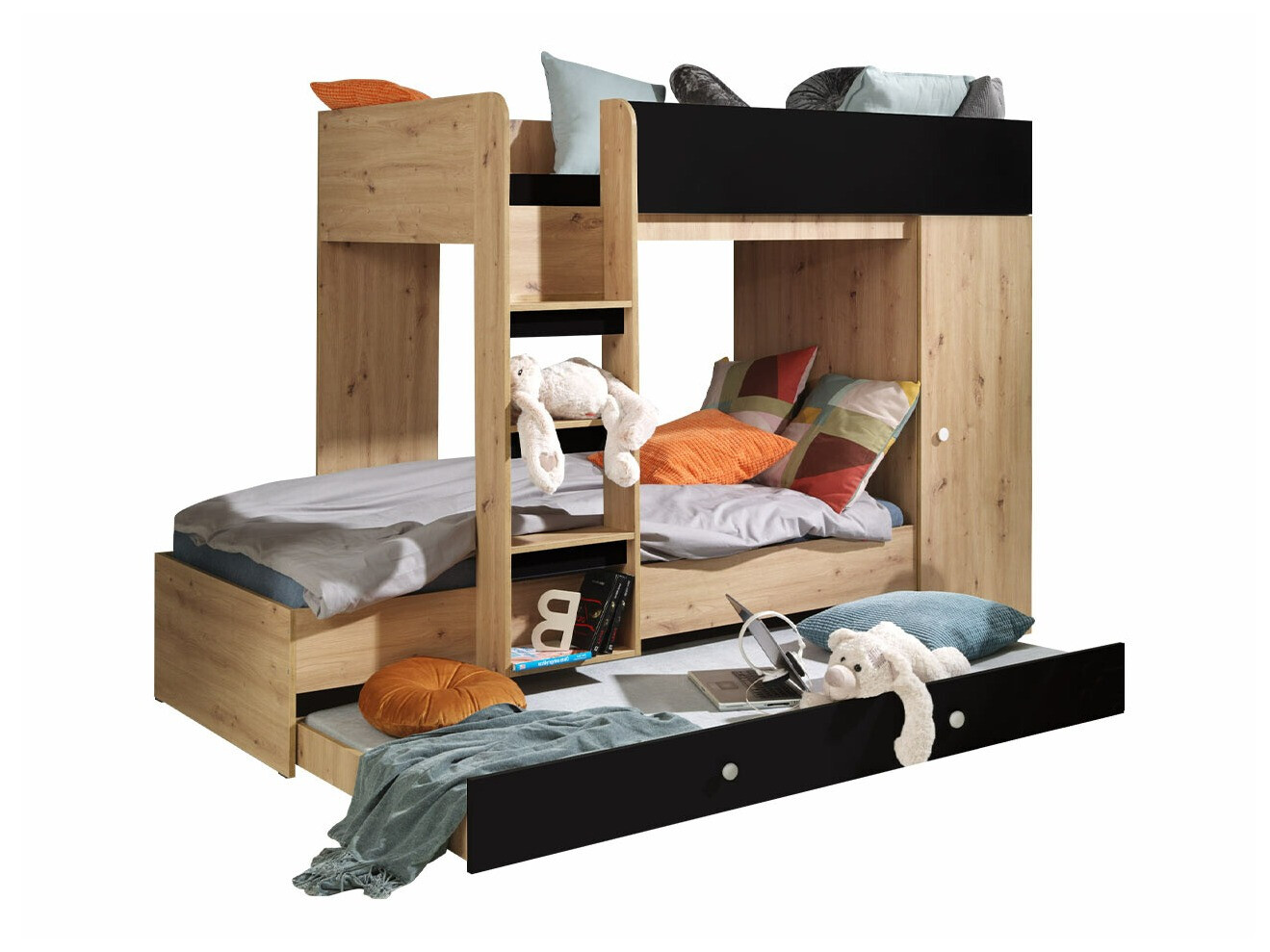 Stapelbed Hartford 360 (Artisan eiken + Zwart)