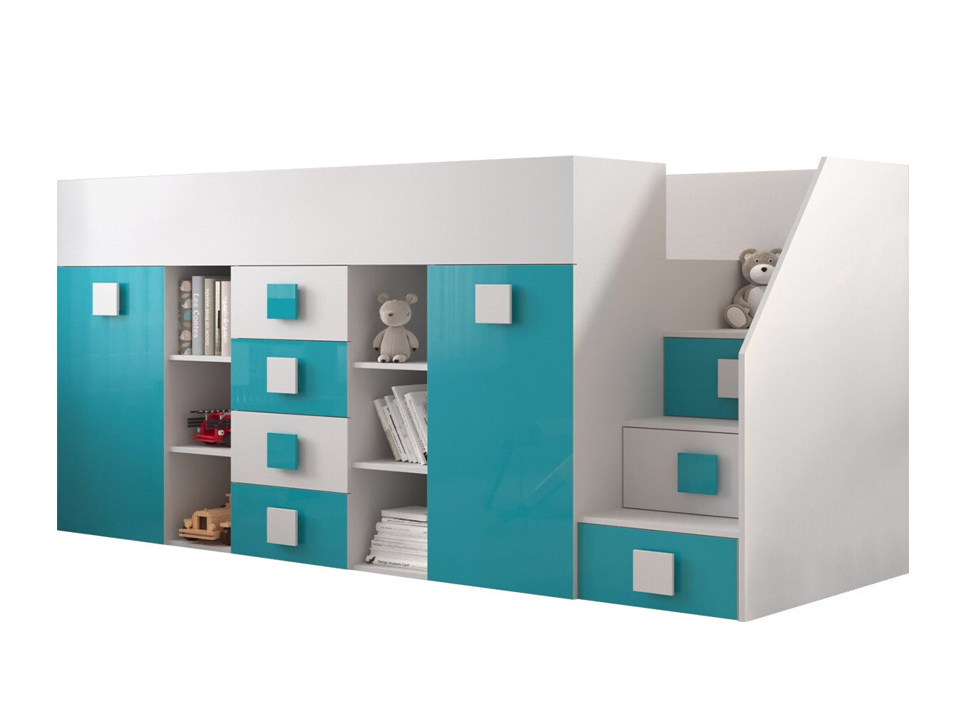 Hoogslapers Hartford 366 (Wit + Glans Turquoise + Glanzend wit)
