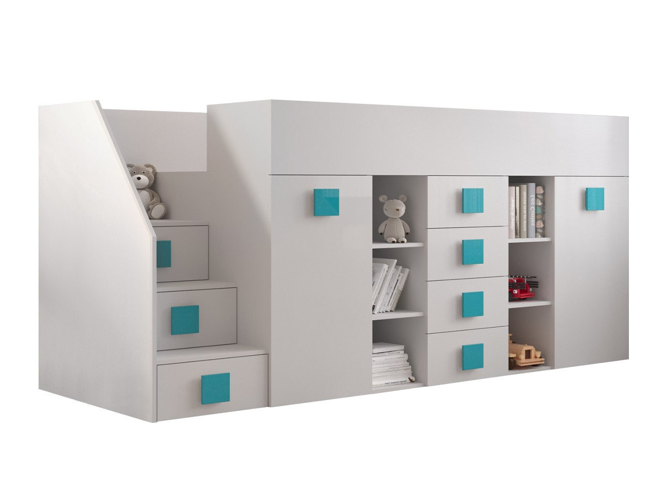 Hoogslapers Hartford 366 (Wit + Glanzend wit + Turquoise)