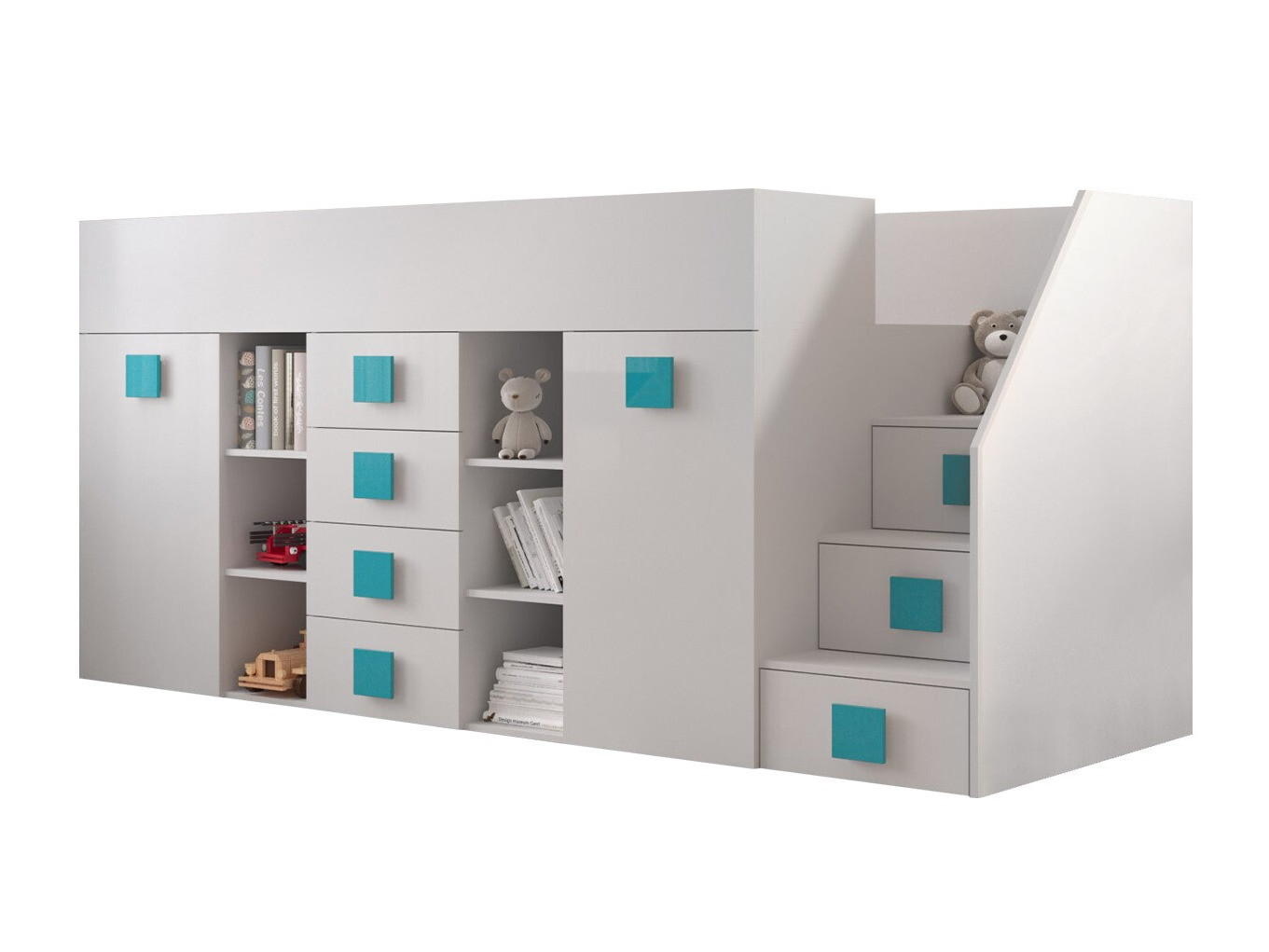 Hoogslapers Hartford 366 (Wit + Glanzend wit + Turquoise)