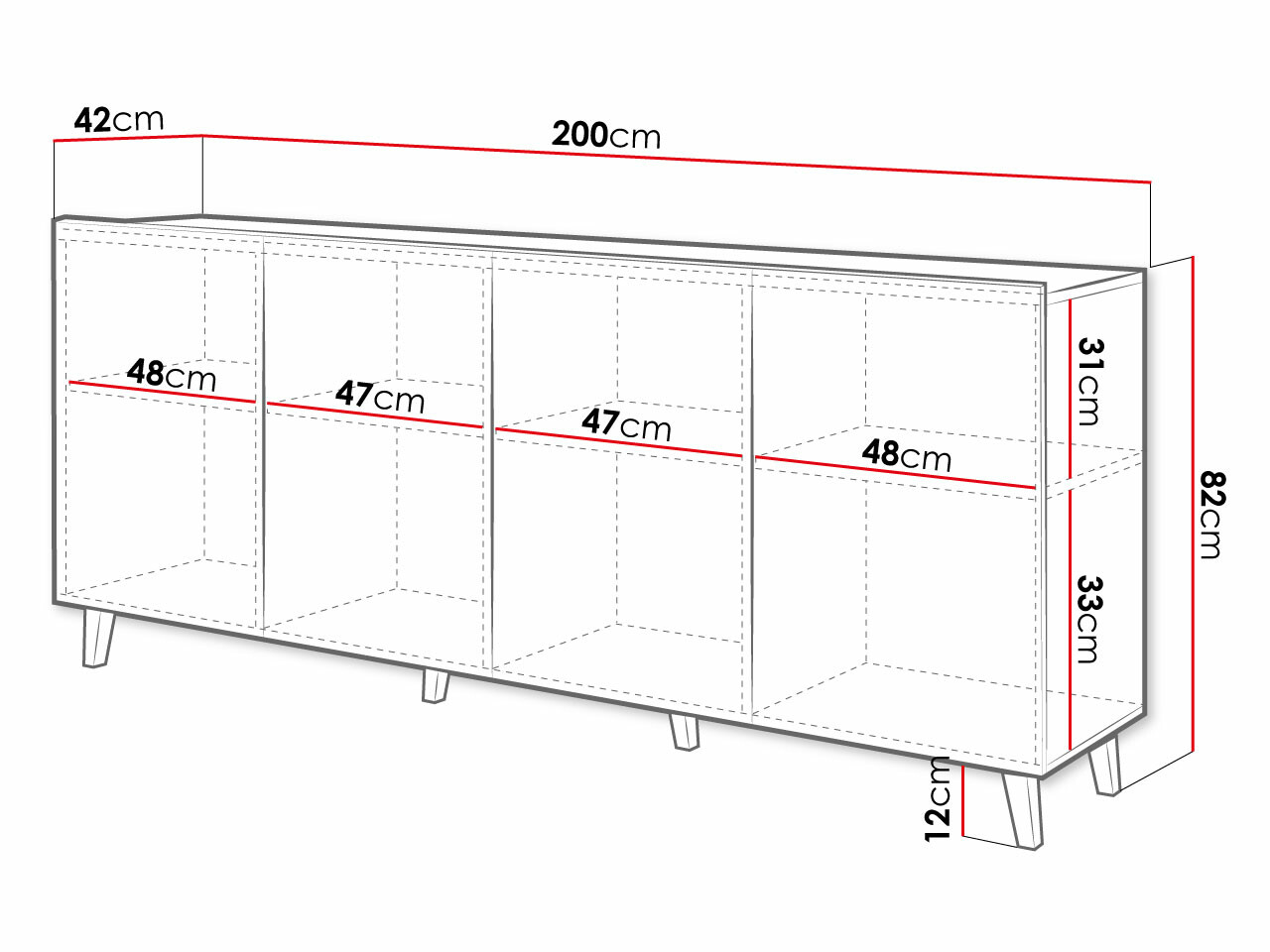 Dressoir Charlotte 173 (Zwart)