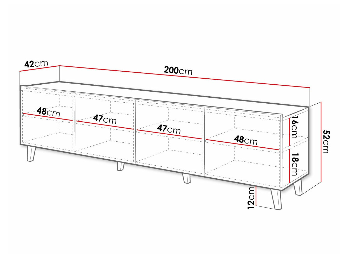 TV-meubel Charlotte 174 (Zwart)