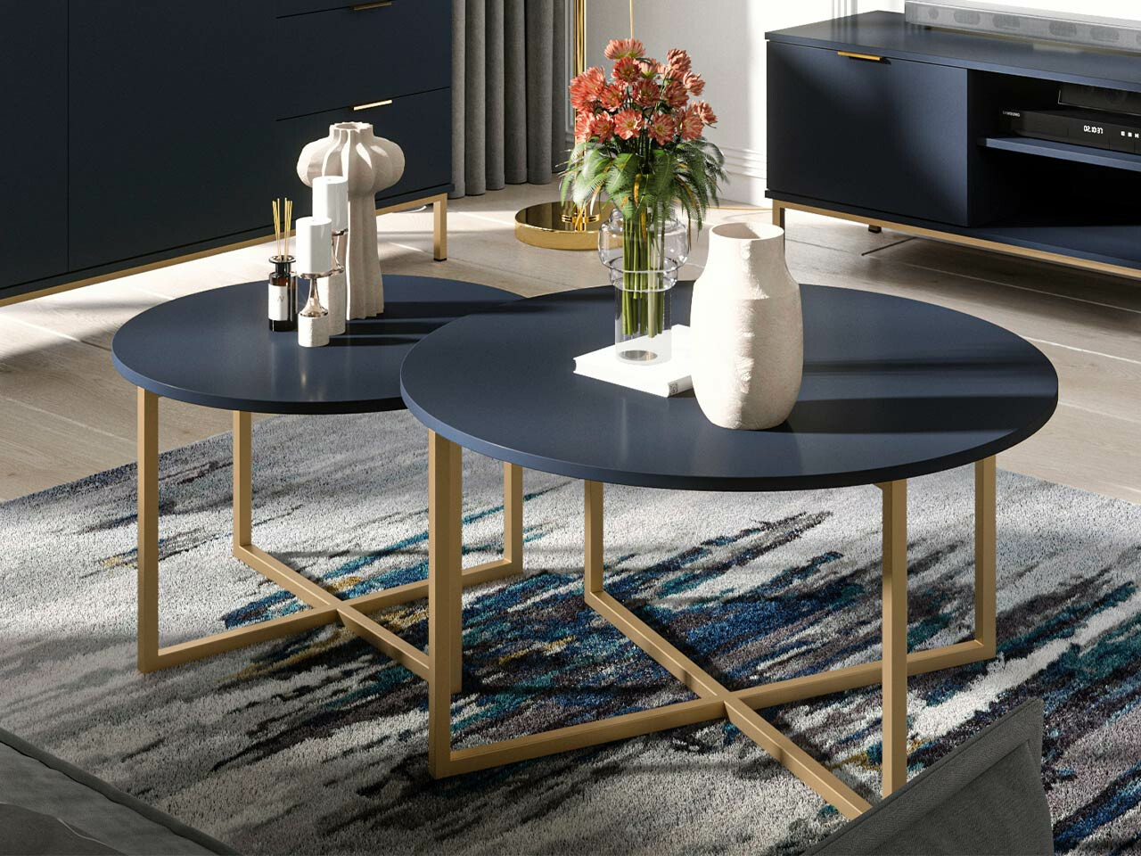 Salontafel set Providence R109 (Blauw + Gouden)