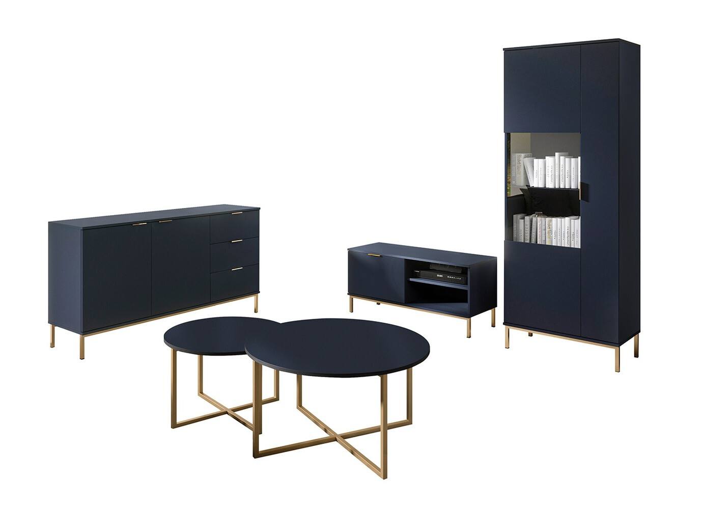 Woonkamerset Providence R112 (Blauw + Gouden)