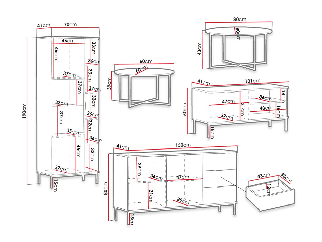 Woonkamerset Providence R112 (Blauw + Gouden)
