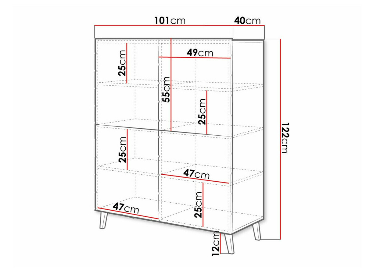Dressoir Charlotte 179 (Grafiet + Grafiet glanzend)