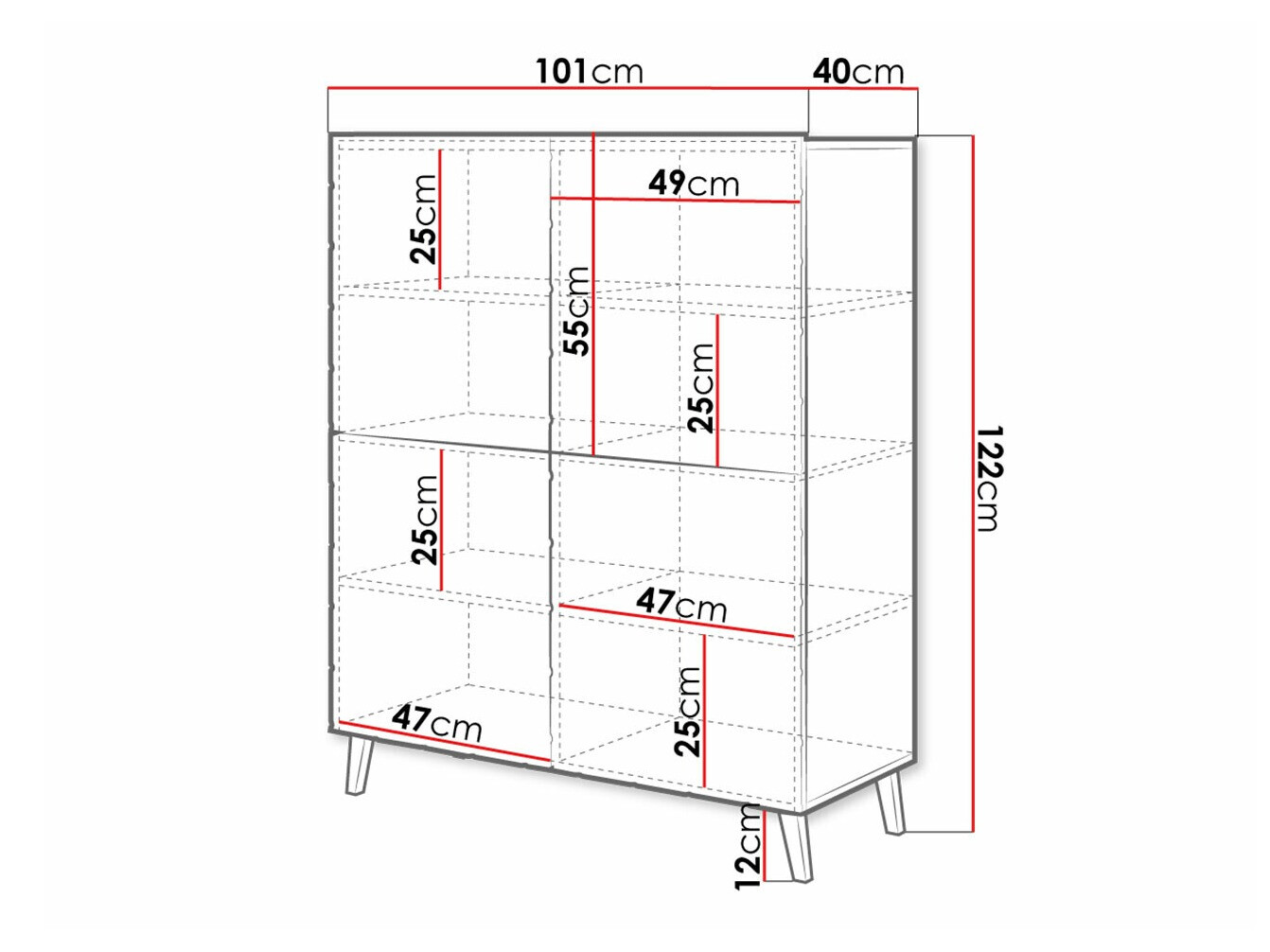 Dressoir Charlotte 179 (Wit + Glanzend wit)