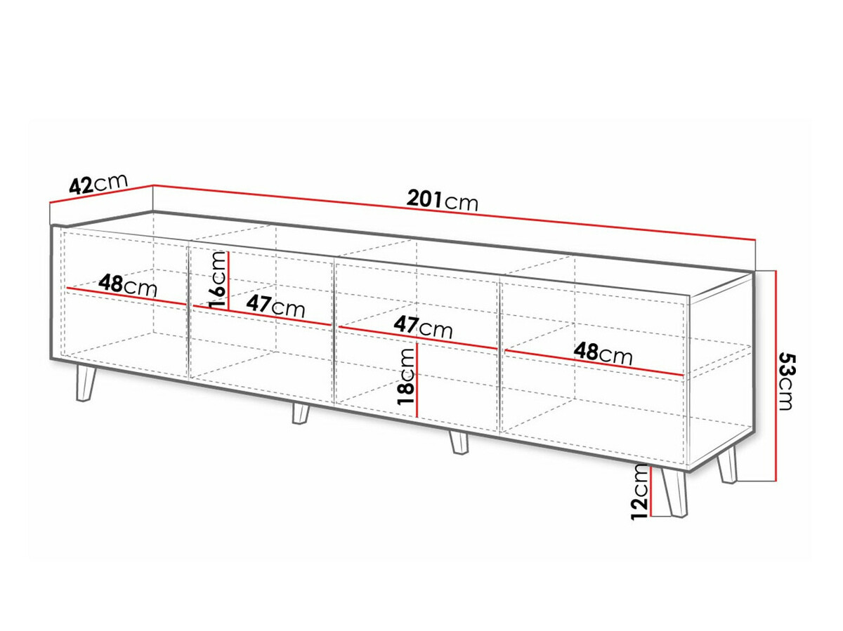 TV-meubel Charlotte 181 (Zwart + Craft eiken)