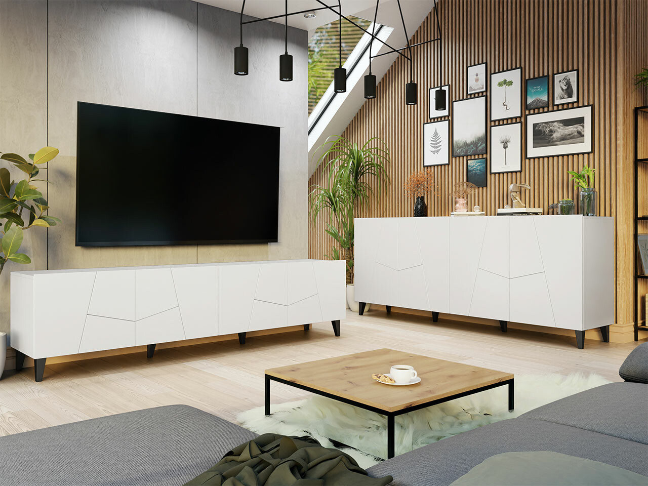 Woonkamerset Charlotte 182 (Wit + Zwart)