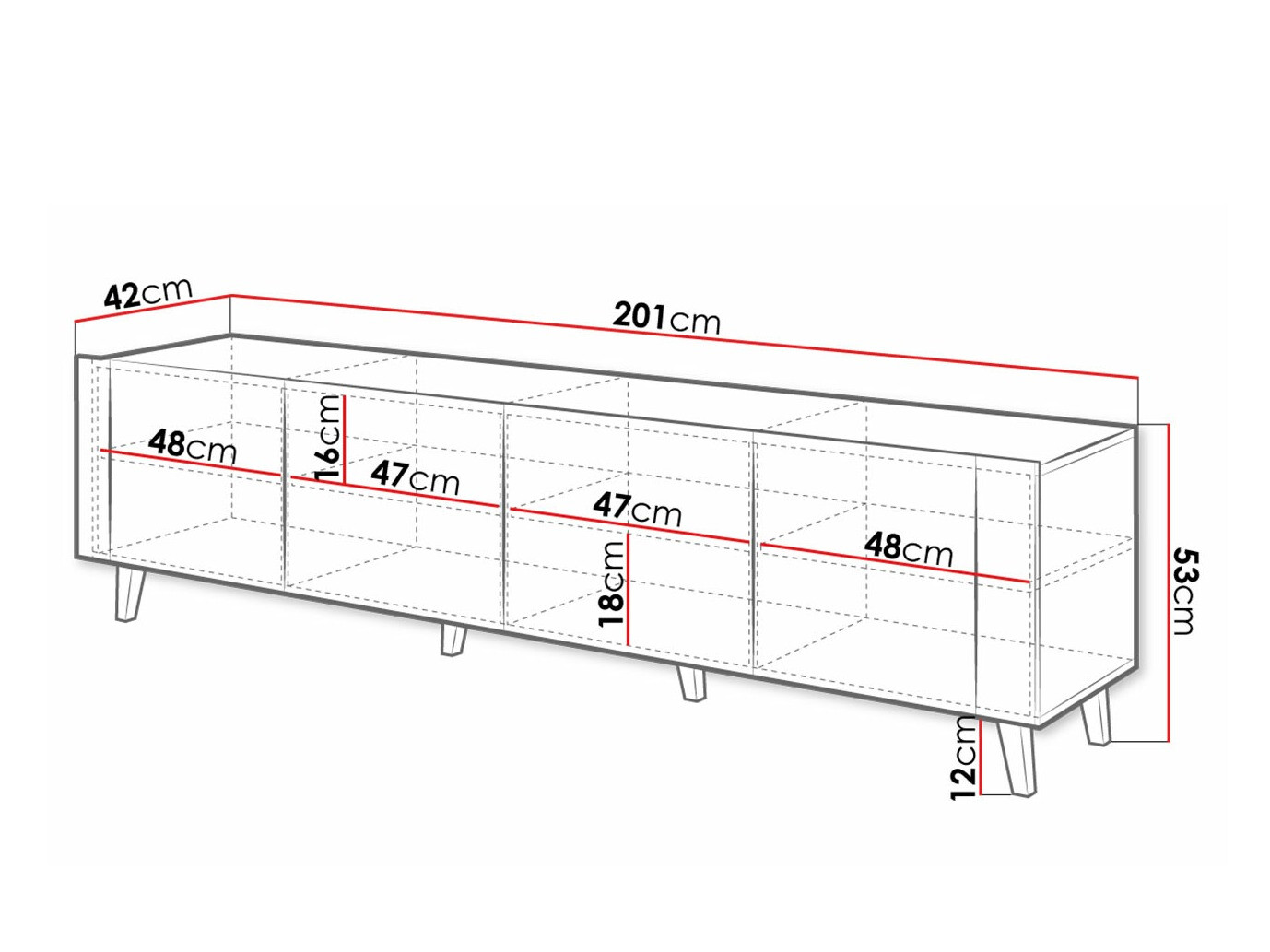 TV-meubel Charlotte 184 (Wit + Craft eiken)