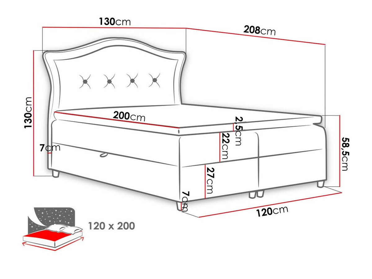 Boxspring Baltimore 135 (Magic Velvet 2206)