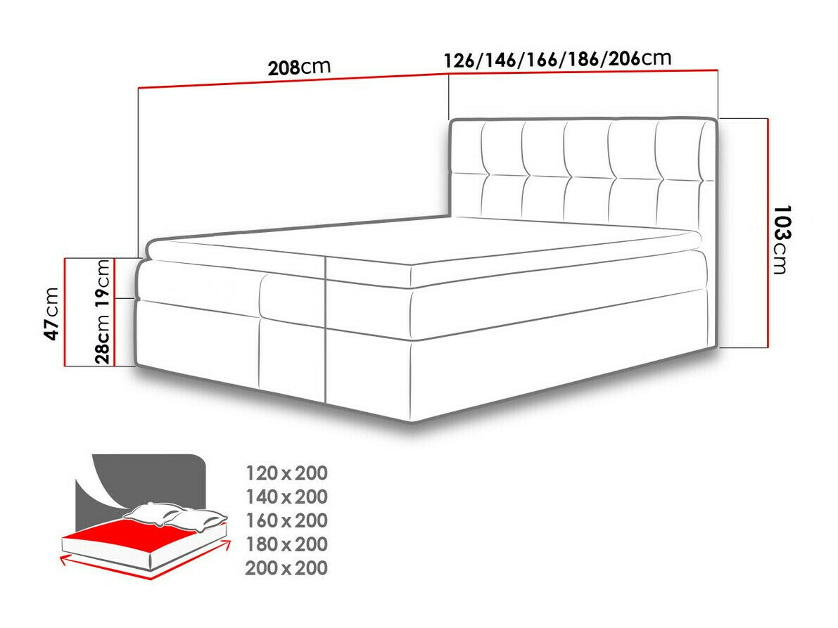 Boxspring Baltimore 128 (Rico 13)