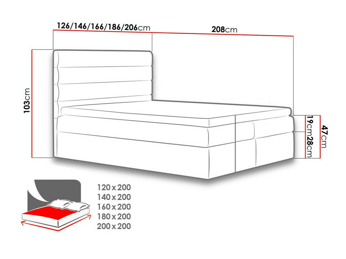 Boxspring Baltimore 129 (Makalu 4)
