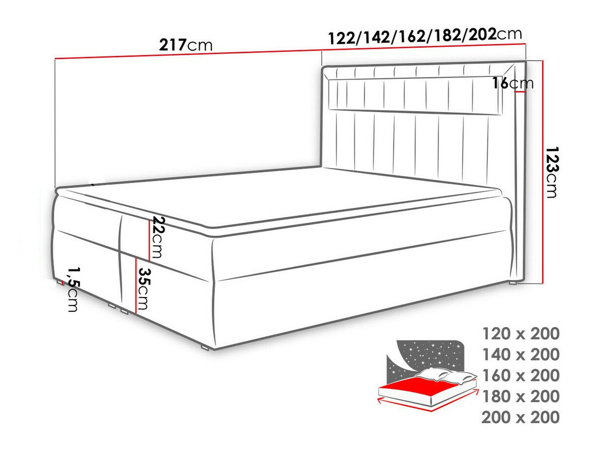 Boxspring Baltimore 131 (Velutto 11)
