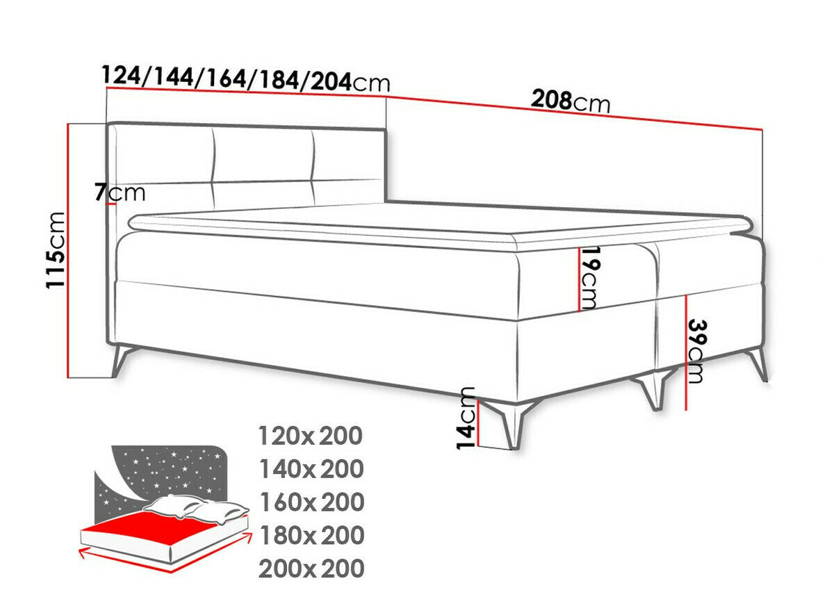 Boxspring Baltimore 134 (Soft 010)