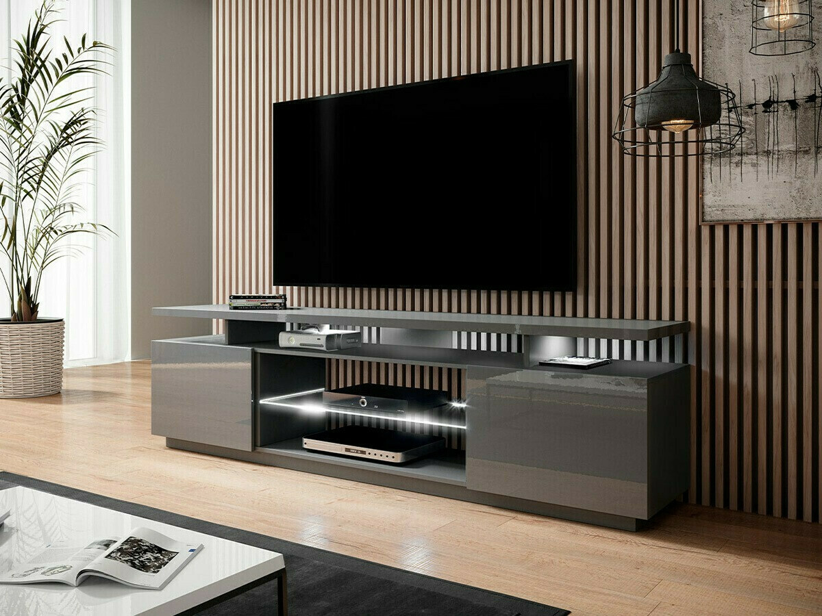 TV-meubel Figura (Grijs + Grijs met glans)