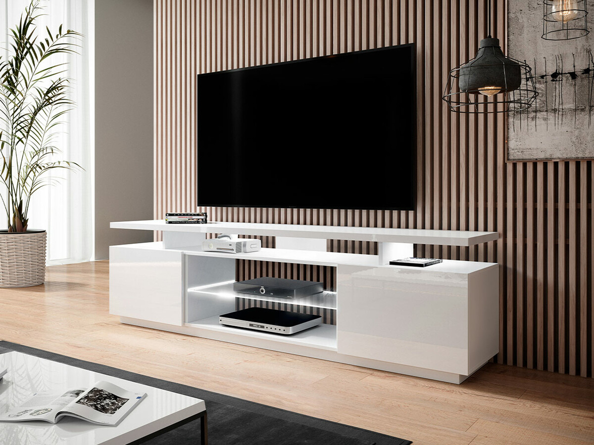 TV-meubel Figura (Wit + Glanzend wit)