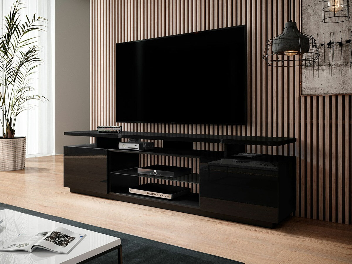 TV-meubel Figura (Zwart + Glanzend zwart)