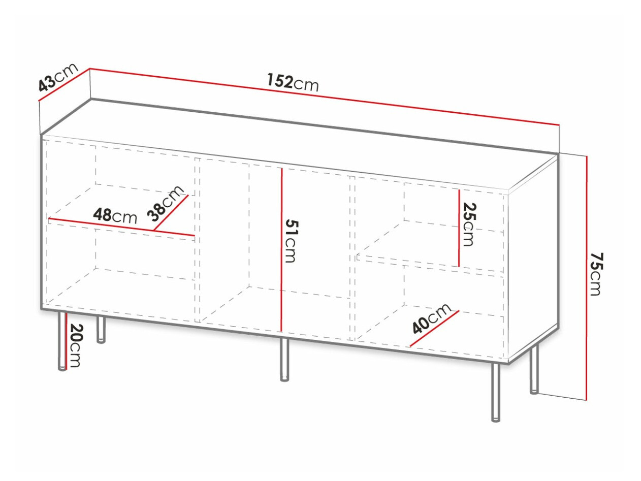 Dressoir Lorelbo 100 (Wit + Zwart)