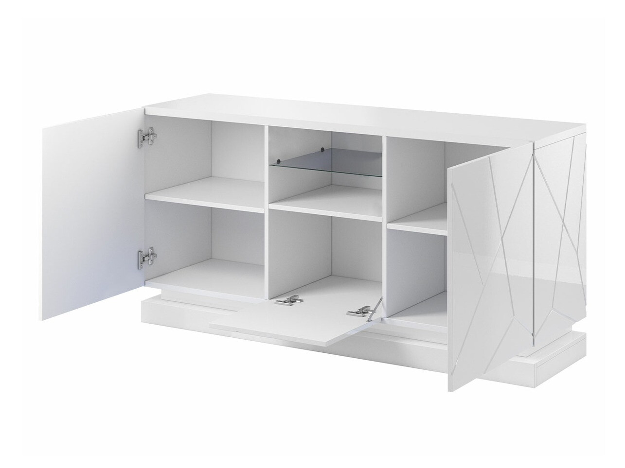 Dressoir Charlotte 186 (Zwart + Glanzend zwart)