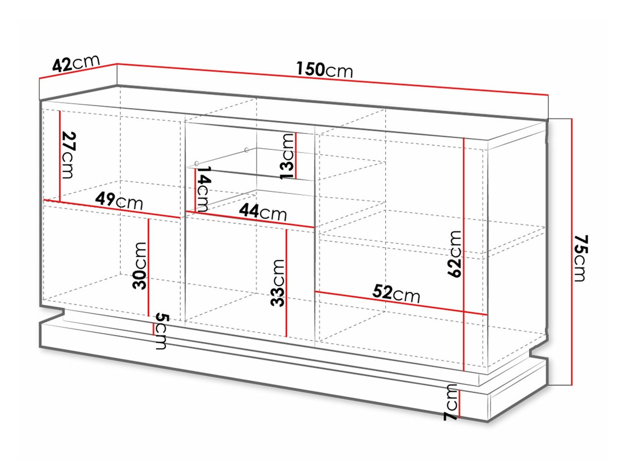 Dressoir Linar (Wit + Glanzend wit)
