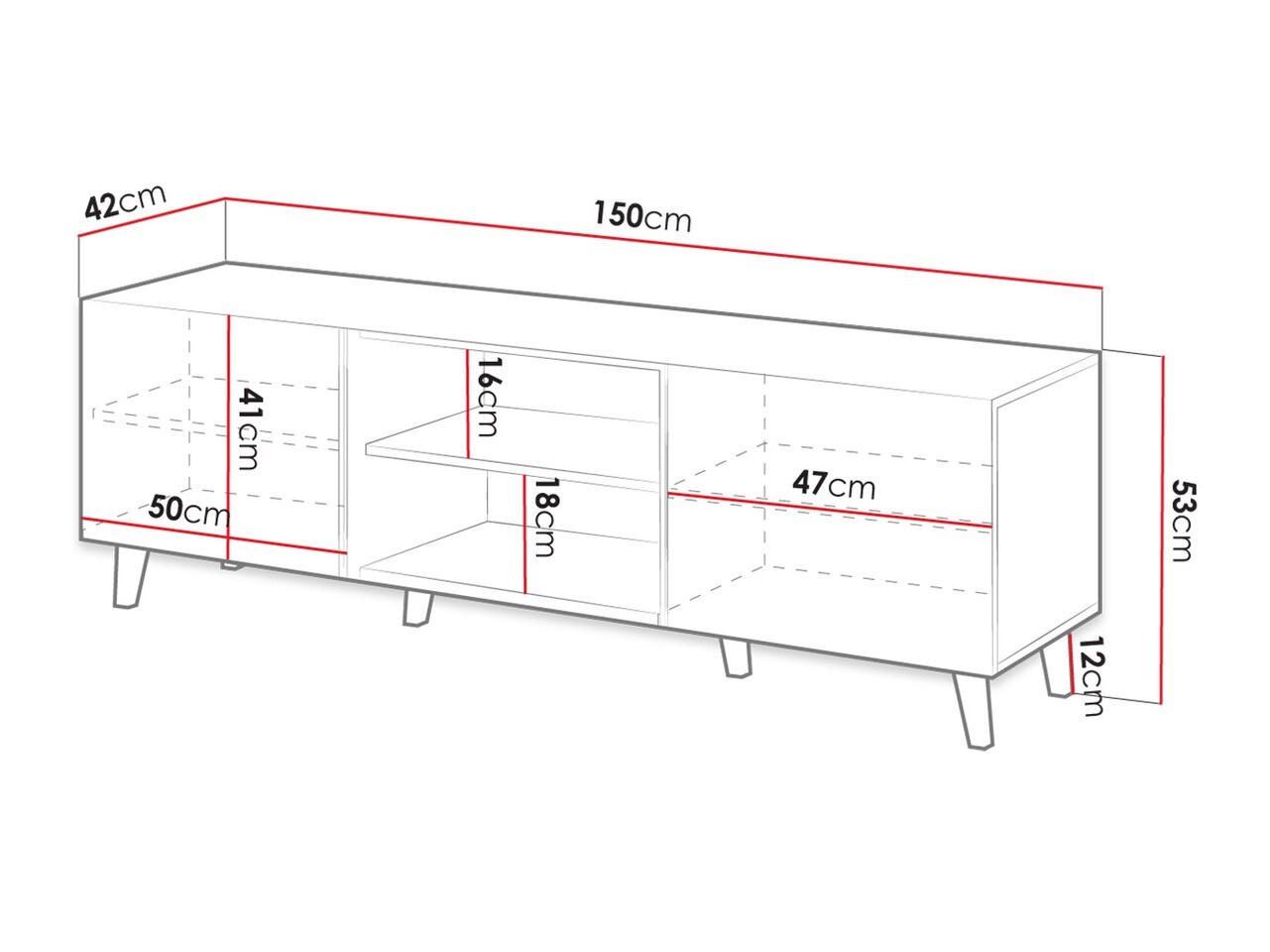 TV-meubel Comes (Antraciet)