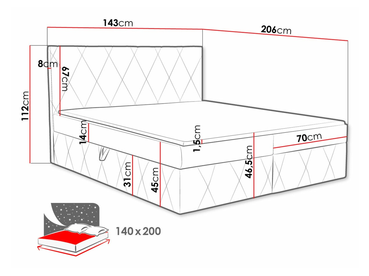 Boxspring Comfivo 225 (Magic Velvet 2216)