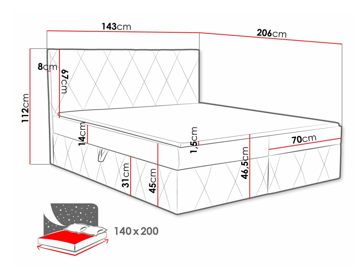 Boxspring Comfivo 225 (Magic Velvet 2225)
