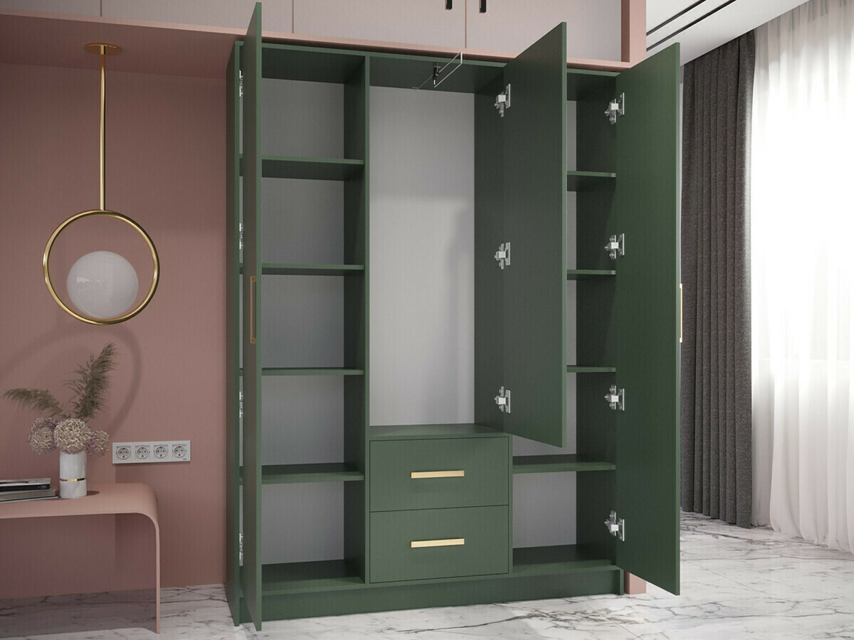 Kledingkast Hartford 373 (Zwart + Gouden)