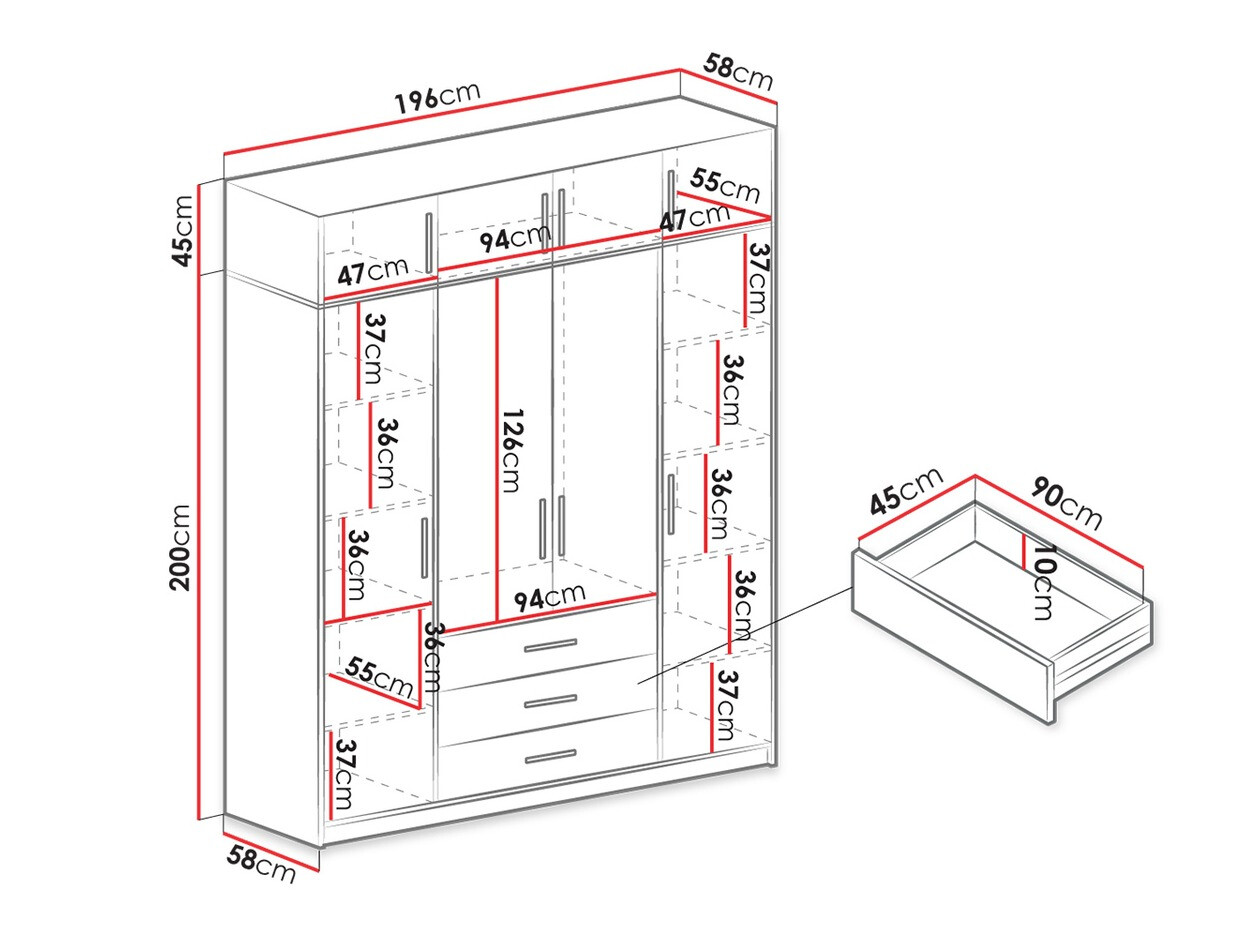 Kledingkast Dortivu I (Grafiet)