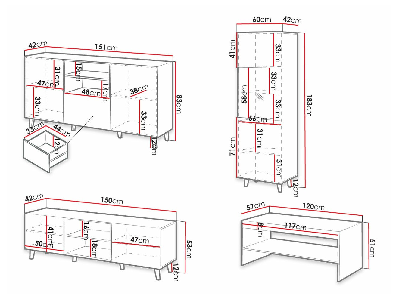 Woonkamerset Levmari 109 (Wit)