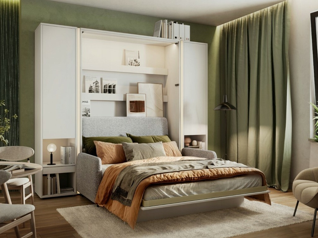 Muurbed Concept Pro Lenart VII (Glanzend wit + Grijs)