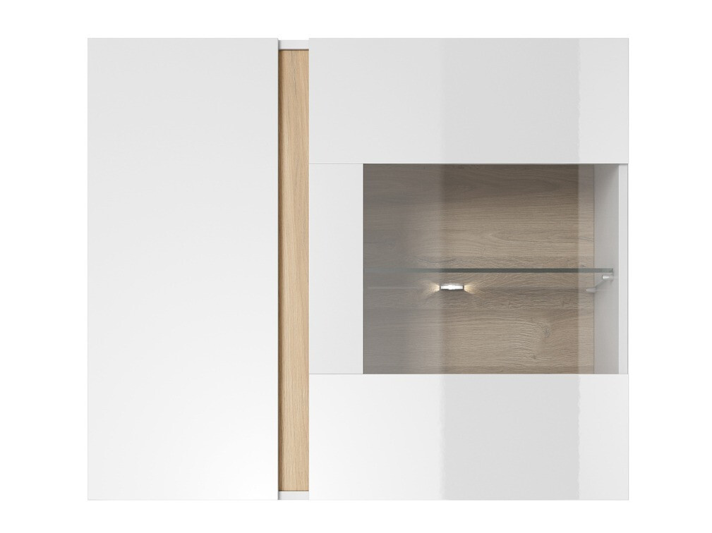 Wandplank Novbela 112 (Wit + Glanzend wit + Kleinzoon eik)