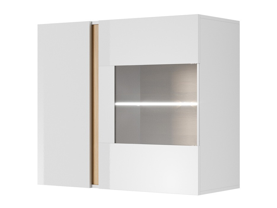 Wandplank Novbela 112 (Wit + Glanzend wit + Kleinzoon eik)